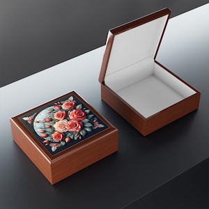 Elegant Floral Jewelry Box | Rose Decor | Gift for Her, Wedding Keepsake, Anniversary Present, Home Organizer