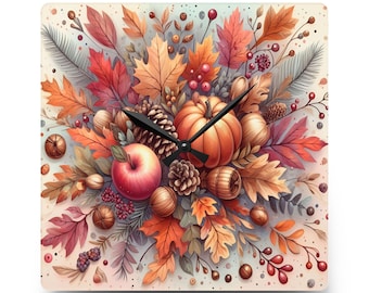 Autumn Floral Acrylic Wall Clock: Modern Home Decor