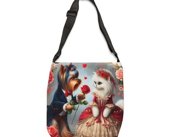 Yorkie bag, Cat bag, Yorkie and cat bag. Bag for dog and cat lovers.  Adjustable Tote Bag (AOP)