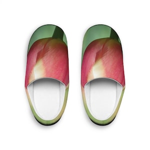 Women&#39;s Indoor Slippers with Tulip Print. Women&#39;s Indoor Slippers with Print. Women&#39;s Indoor Slippers with flowers. А unique gift. Slippers.