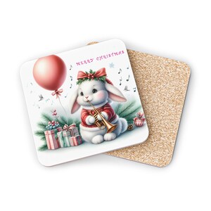 Festive Bunny Coasters: Christmas Decor, Animal Lover Gift