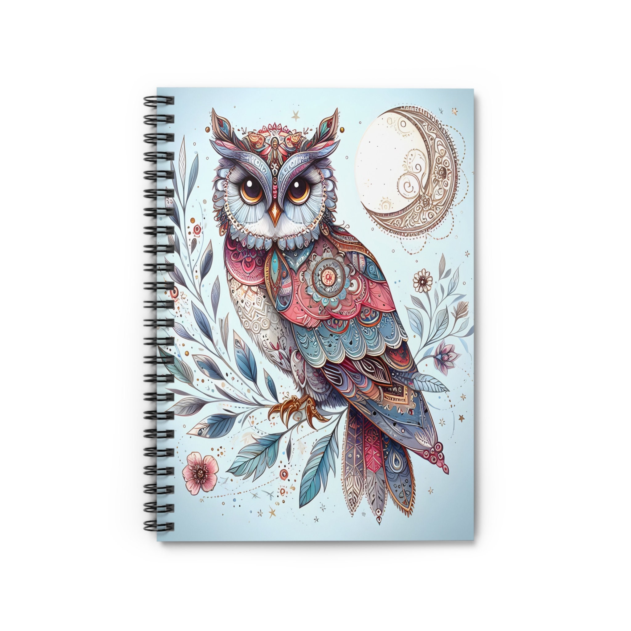 Indian Style Owl Spiral Notebook: Personalized Lined Journal