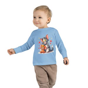 Adorable Toddler Long Sleeve Tee Featuring Cute mouse Cat Duo, Perfect for Playdates, Birthdays, Everyday Wear, Toddler Gift, Cartoon Lovers