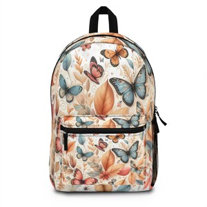 Women&#39;s backpack with autumn leaves and butterflies. Autumn backpack. Autumn decor. Autumn gift for a woman. Backpack