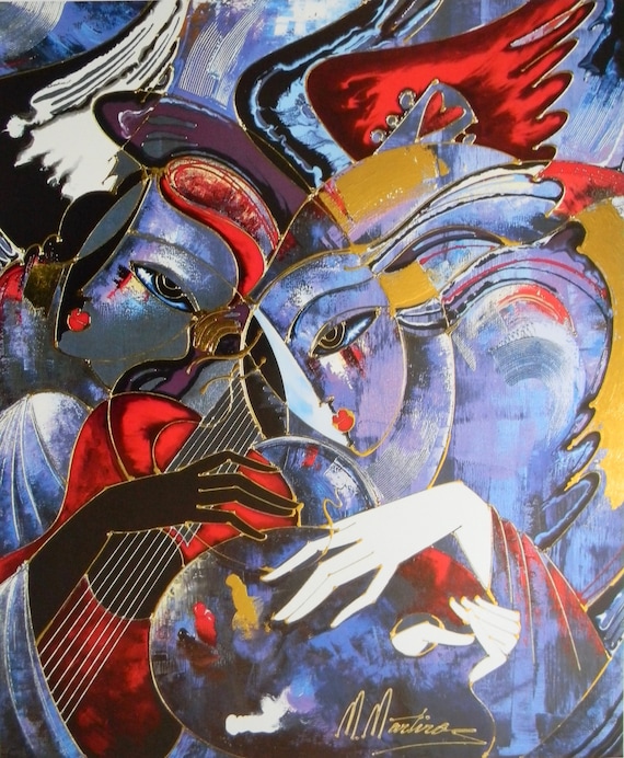 ARTIST'S DUET by Martiros Manoukian-armenian-poster Print on Heavy