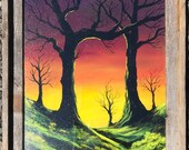 Wonderful Framed Under Glass Oil on Hardboard Signed Original Painting w Natural Wood Frame.