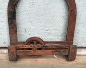 Antique Iron Pulley Slide with Wall Mount.