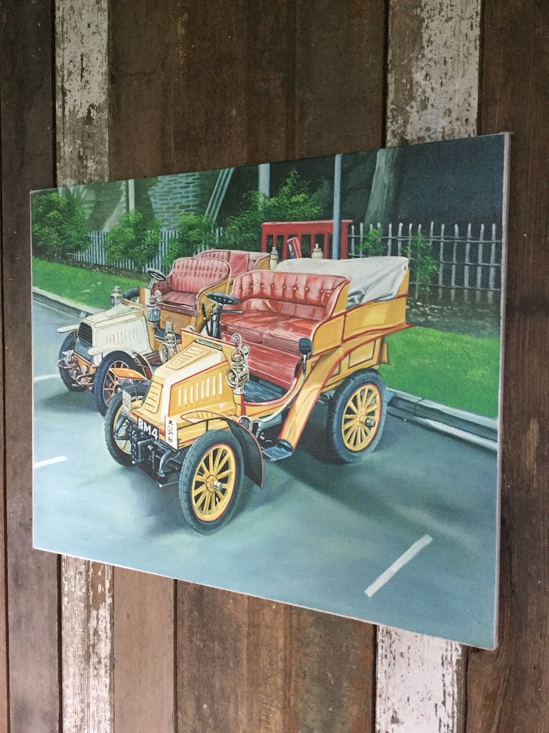 Original 1 of a kind Vintage Automobile Oil Painting