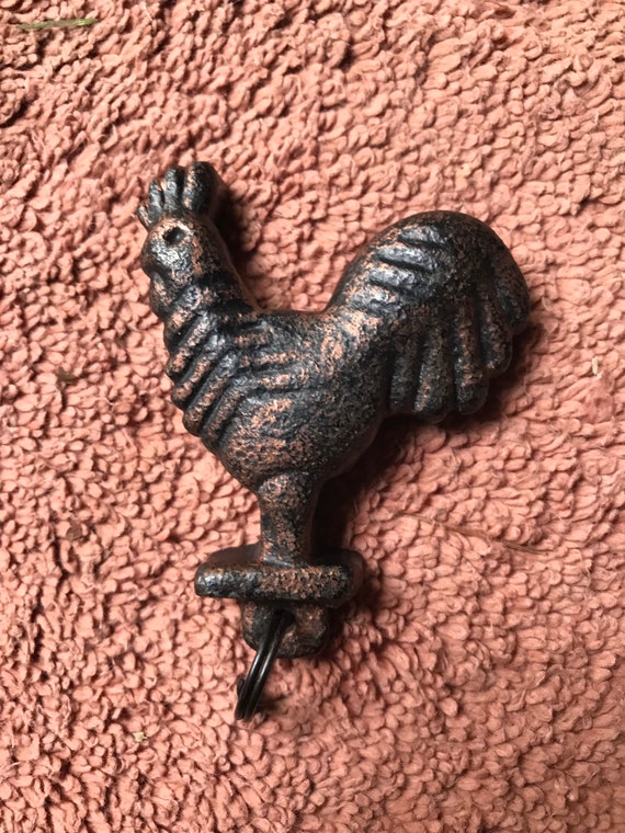 Thick Cast Iron Rooster Keychain