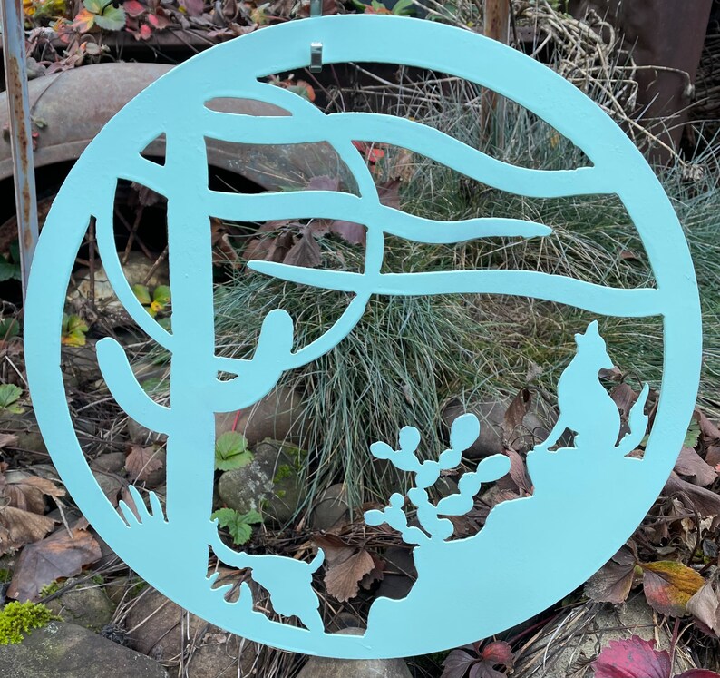 Wolf Howling at Moon Steel Art: Desert Scene Wall Decor (14.5") - Etsy