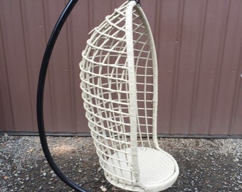 Original MCM Hanging Rattan Swing Chair with Original Frame.