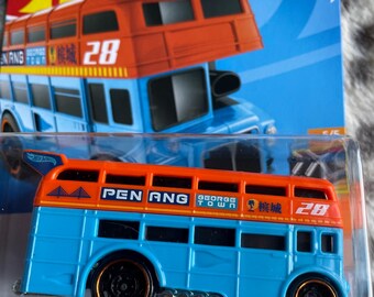 Double Decker Bus Racecar Edition Custom Bus Hot Wheels Toy Car in