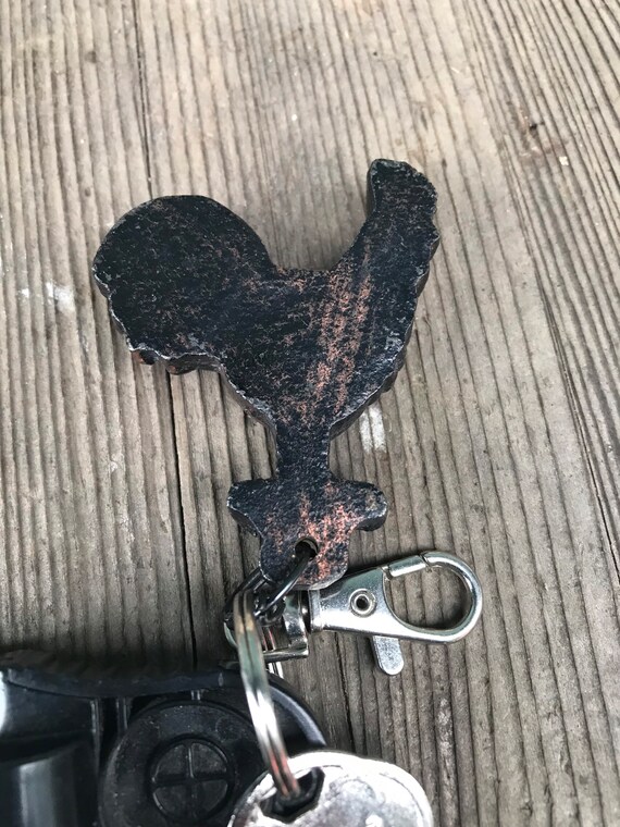 Thick Cast Iron Rooster Keychain - image 6