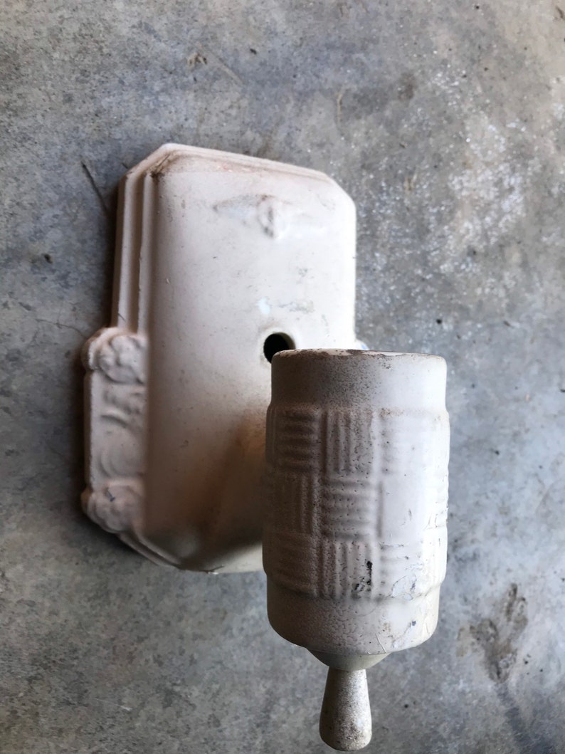 Antique White Porcelain Pull Chain Plug Outlet Wall Sconce Etsy