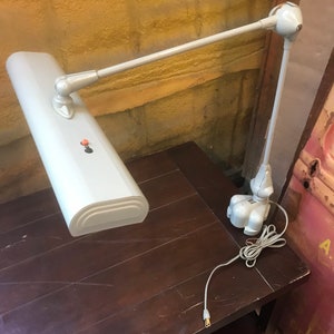 Vintage Industrial Office or Shop Dual Light Bulb Adjustable Desk Lamp.