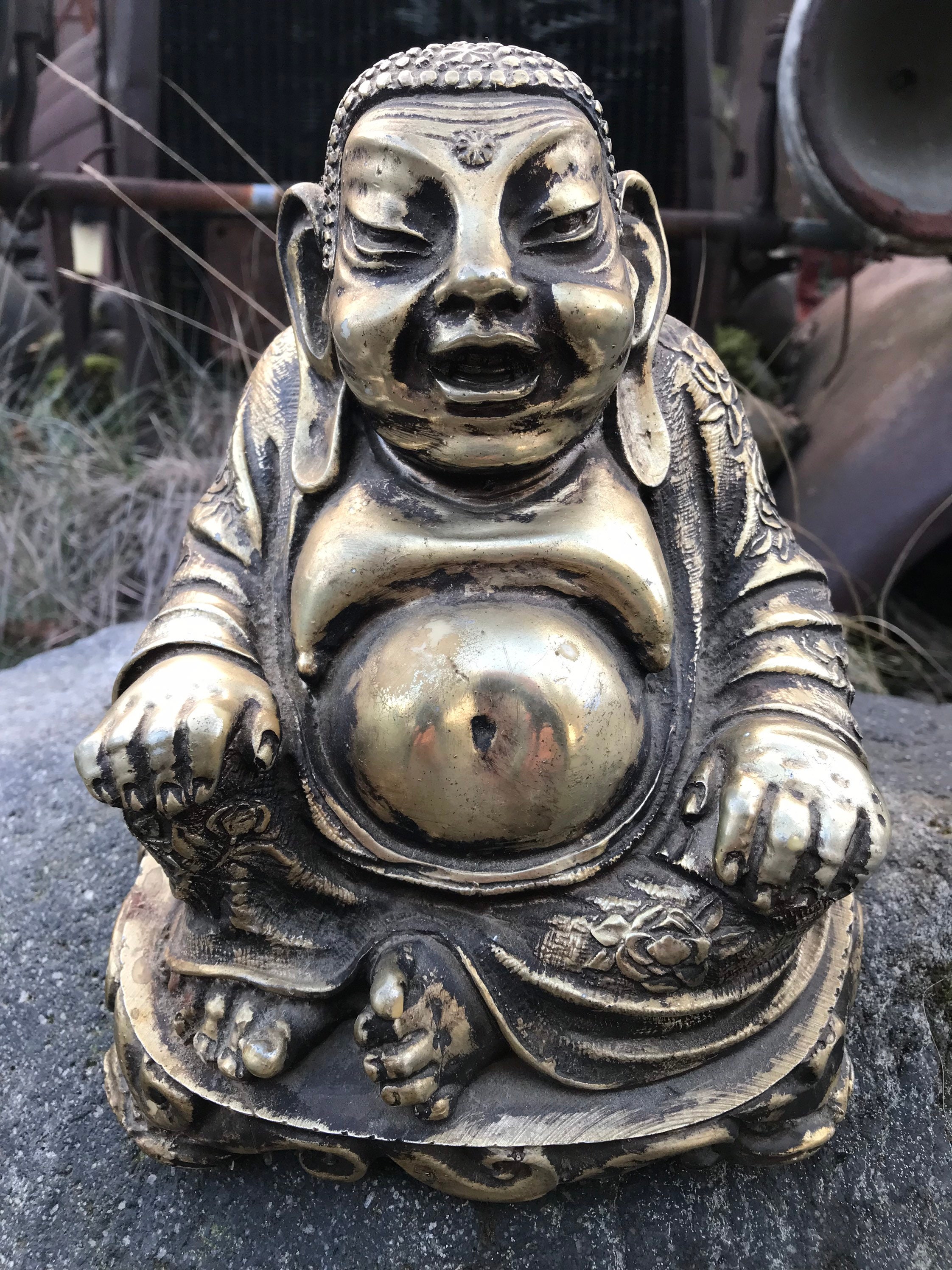 Lachineuse - Statuette Bouddhas Rieurs d'Abondance - Statue Petit Bouddha  Bronze 5cm - Décoration Feng Shui - Objet Déco Zen Chinoise pour Intérieur