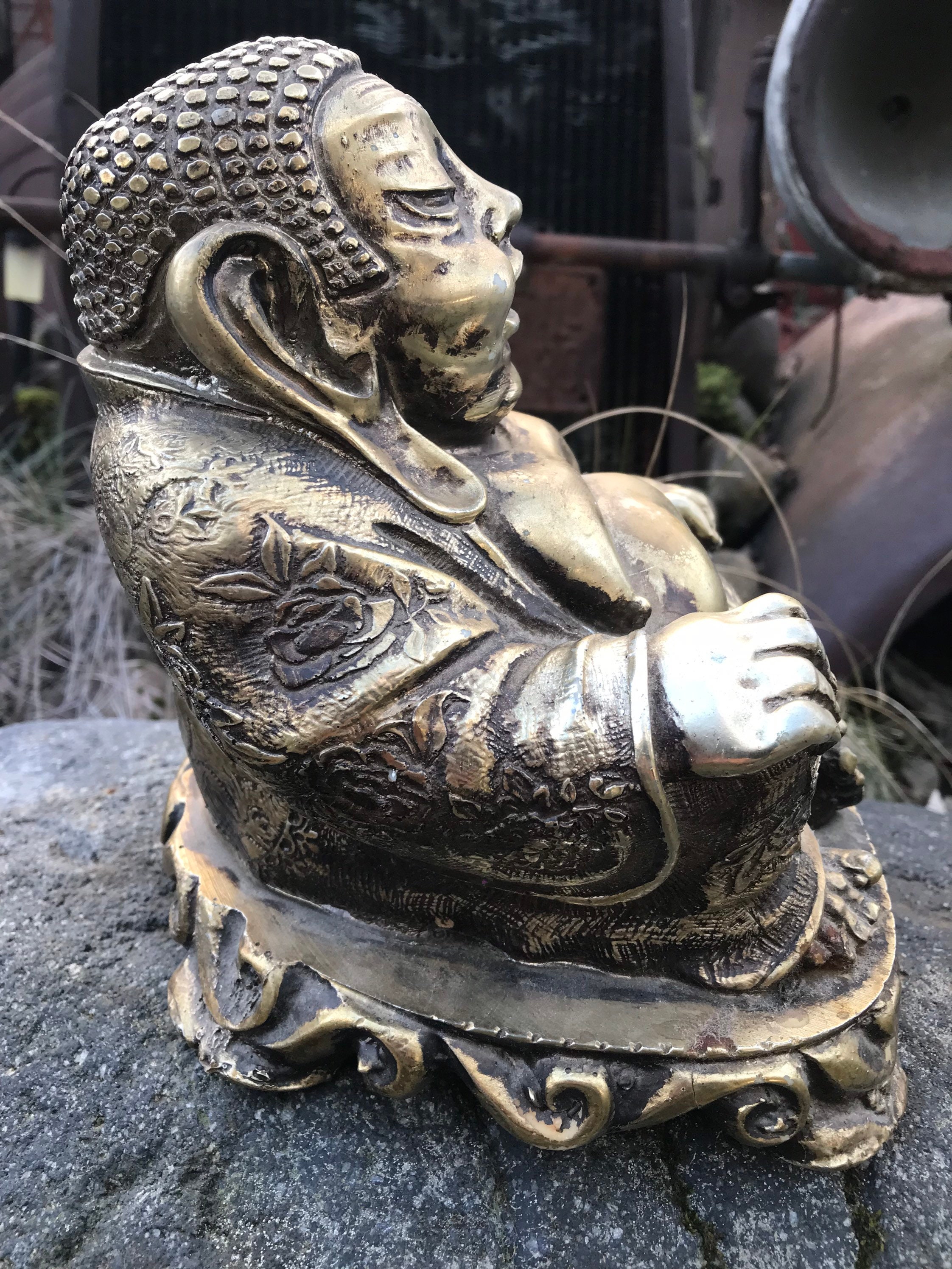 Lachineuse - Statuette Bouddhas Rieurs d'Abondance - Statue Petit Bouddha  Bronze 5cm - Décoration Feng Shui - Objet Déco Zen Chinoise pour Intérieur
