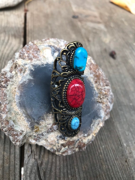 Nice Vintage Ring With Various Stones Size 5. - image 3