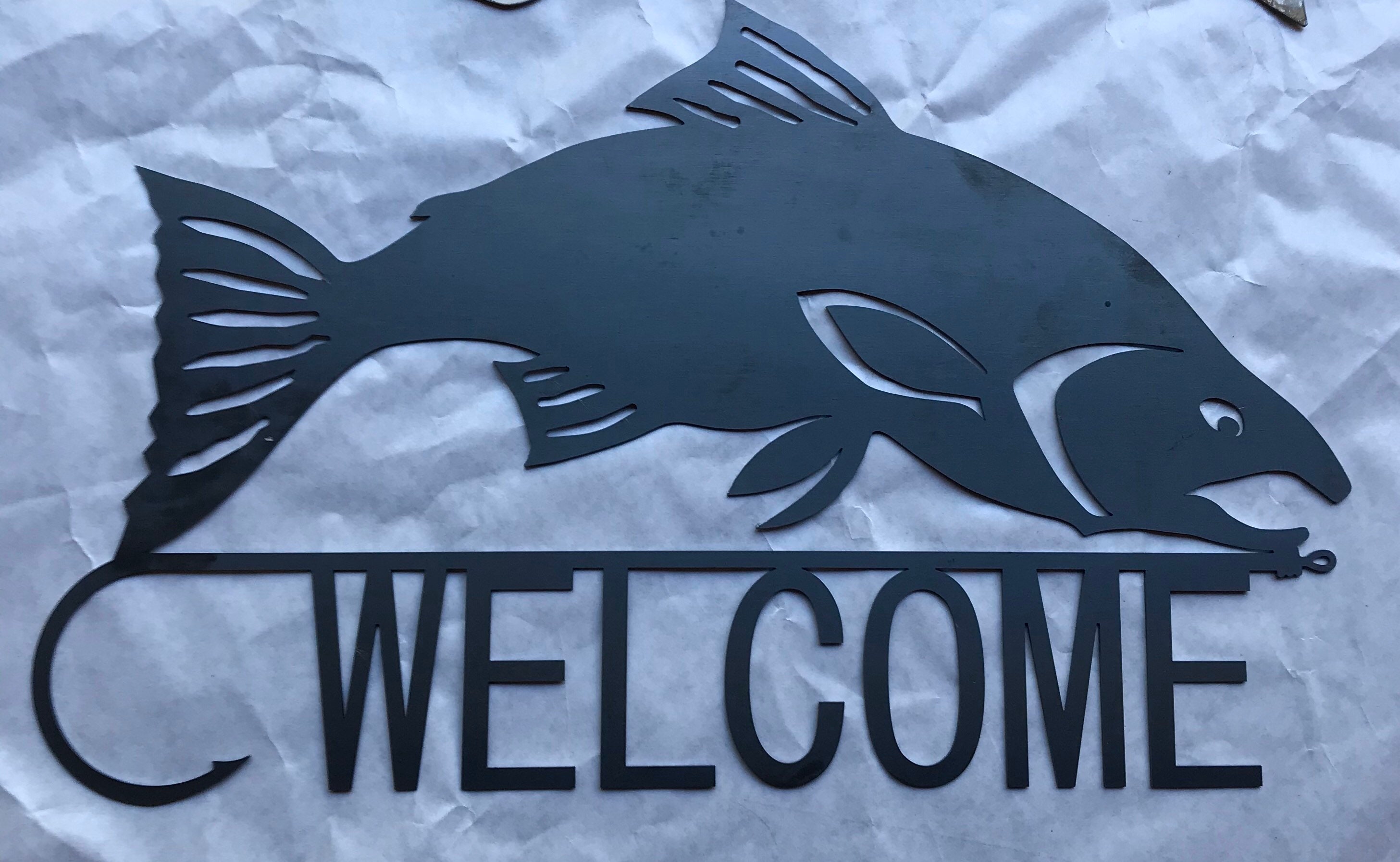 Welcome Tooffish Metal Salmon Welcome Sign: Laser Cut Fish Hook Decor - Etsy