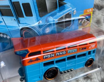 Double Decker Bus Racecar Edition Custom Bus Hot Wheels Toy Car in