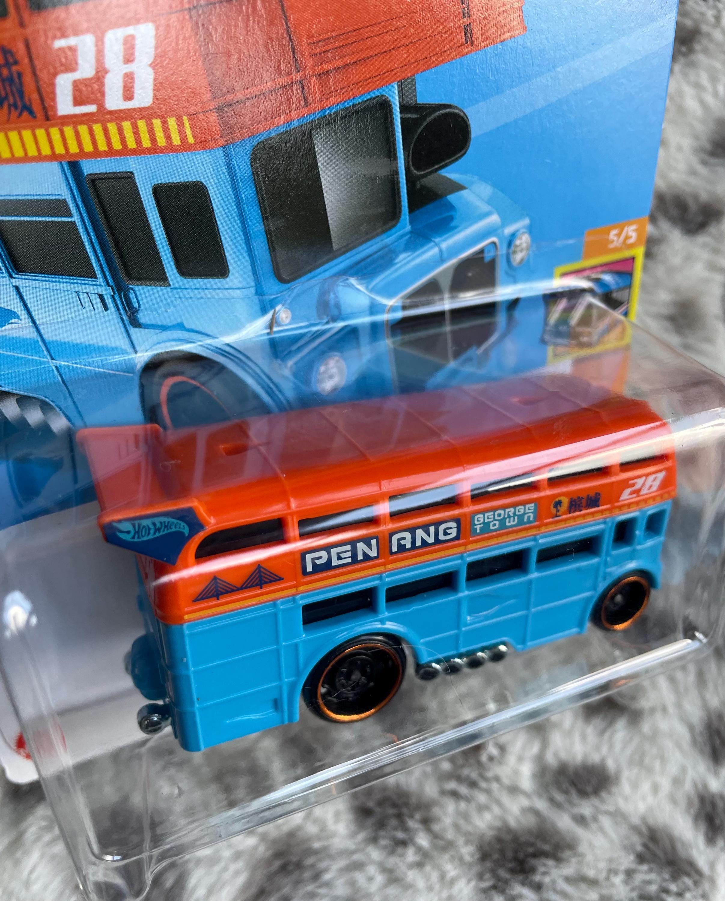 Double Decker Bus Racecar Edition Custom Bus Hot Wheels Toy Car in