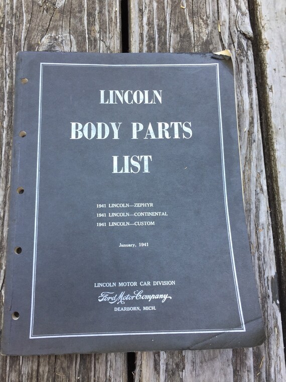 Lincoln Body Parts Catalog