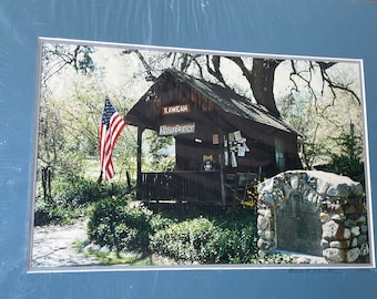 Historic Kaweah Post Office Three Rivers Ca. Photograph Mounted Original by Josie Powell Signed & Dated 1996.