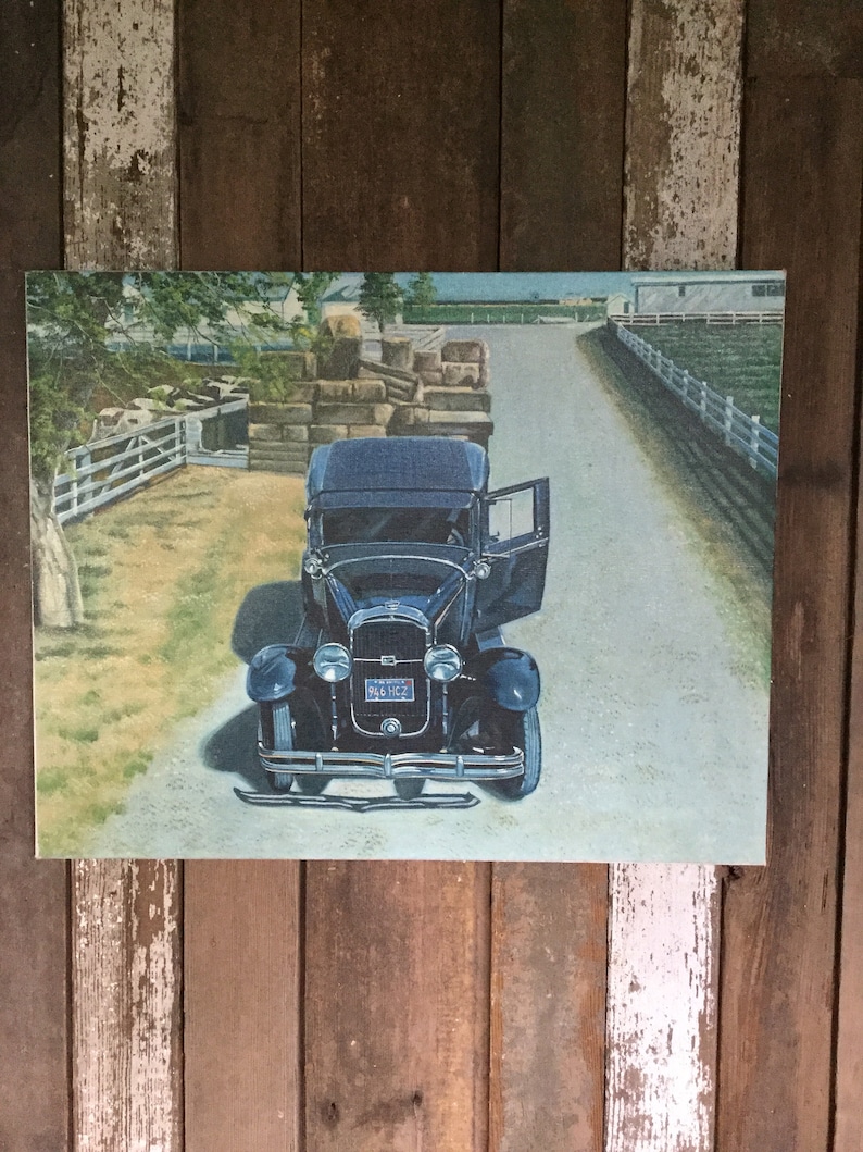 Original 1 of a kind Vintage Automobile Oil Painting