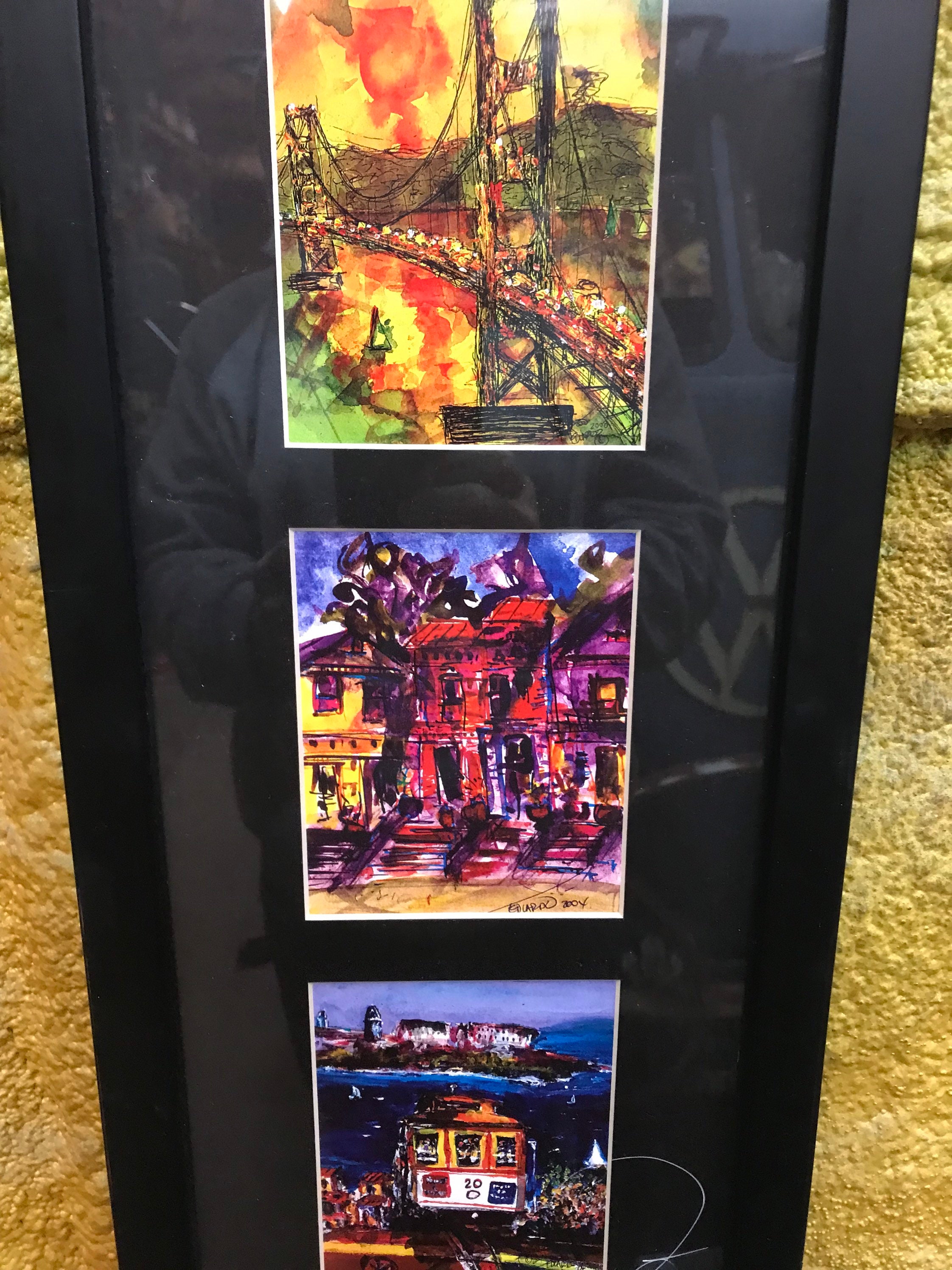 Œuvre D'Art Encadrée - Golden Gate Bridge De San Francisco Par Eduardo Guzman - Signée 78/500 (1996)