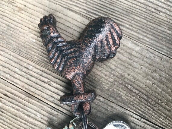 Thick Cast Iron Rooster Keychain - image 4