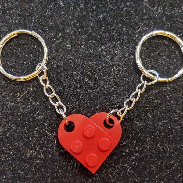 BrickCrafts Basic Brick Heart Keychain Set (Set of 2) - All 17 colors (mix/match) same price