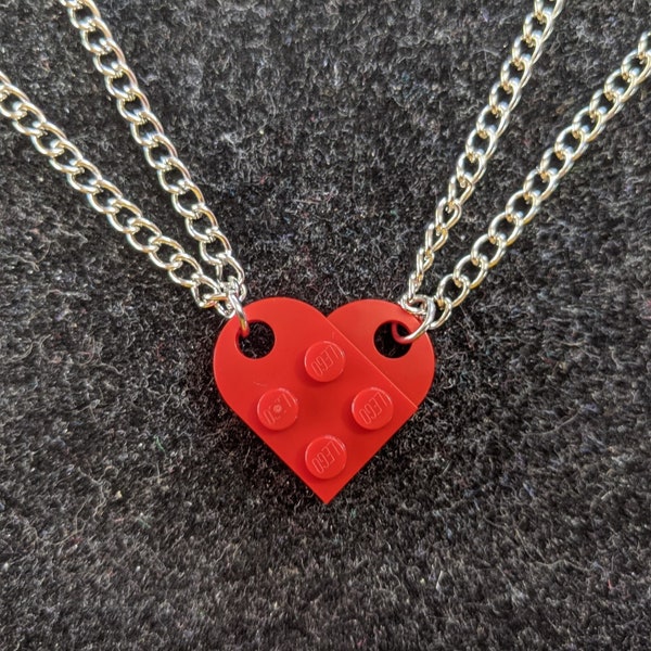 BrickCrafts Basic 18" Brick Heart Pendant Necklaces (Set of 2) - All 17 colors, Mix/Match same price