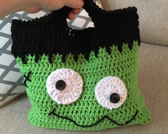 Crochet Frankenstein Monter Halloween Trick-or-Treat Bag Pattern