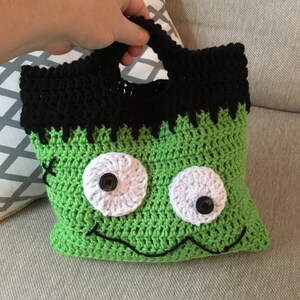 Crochet Frankenstein Monster Halloween Trick-or-Treat Bag Pattern