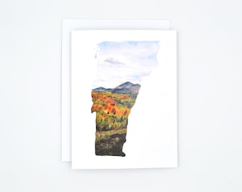 Vermont State Art Card - Watercolor Notecard - Vermont Notecard - Vermont Gift  - Blank Notecards - Vermont Watercolor -  Pretty Notecard