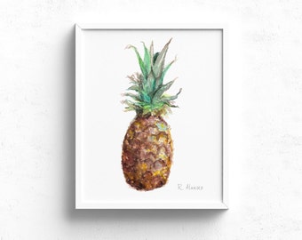 Pineapple Kitchen Decor - Watercolor Pineapple Art Print - Pineapple Gift - Pineapple Wall Art - Pineapple Painting