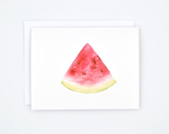 Blank Greeting Card - Watercolor Notecard - Watercolor Stationary - Watermelon Illustration - Blank Notecard Set - Watermelon Notecard