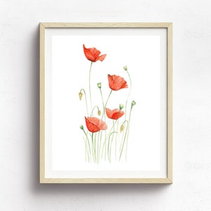 Poppy Flower Print Botanical Print Nursery Decor Flower Illustration Botanical Illustration Art Wildflower Art Print Floral Art image 1