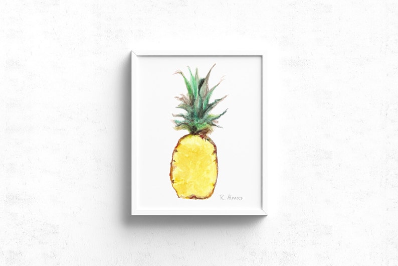 Pineapple art print Tropical Fruit Decor Kitchen Wall Art Pineapple Illustration Dining Room Art Food Illustration image 3