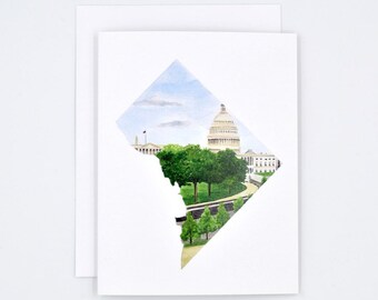 Washington DC map watercolor notecards