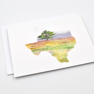 Texas State Art Card Watercolor Notecard Texas Gift Texas State Art Blank Notecards Texas Watercolor Texas Landscape image 1