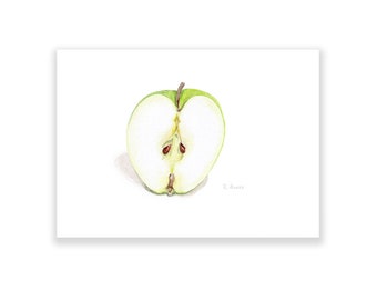 green apple art print for kitchen dining room