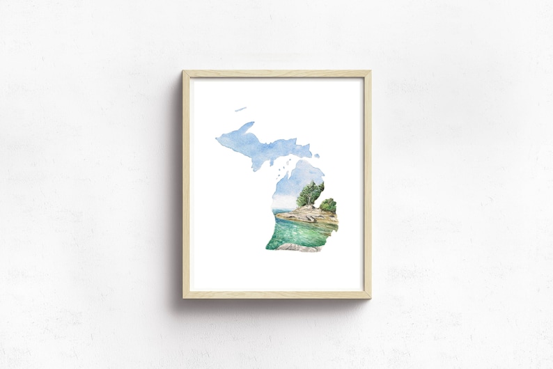 bundle watercolor state art print painted state art United States map art unique holiday gifts state artwork image 4