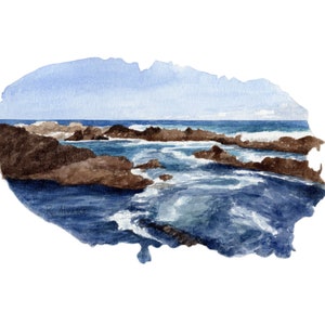 Terceira Island Map Watercolor - Azores Portugal