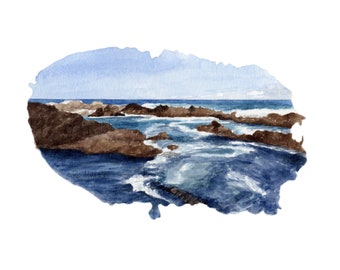 Terceira Island Map Watercolor - Azores Portugal