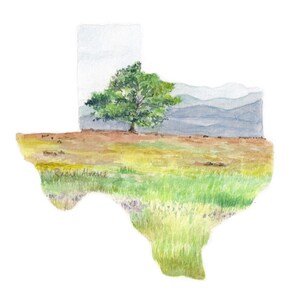 Texas State Art Card Watercolor Notecard Texas Gift Texas State Art Blank Notecards Texas Watercolor Texas Landscape image 5