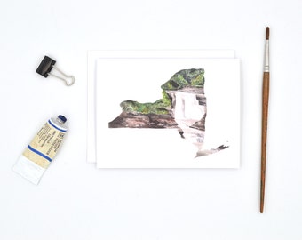 NY State Notecard - Upstate New York Art Card - Watercolor Notecards - Blank Notecards - Ithaca Notecard - Long Distance Love - NY Gift