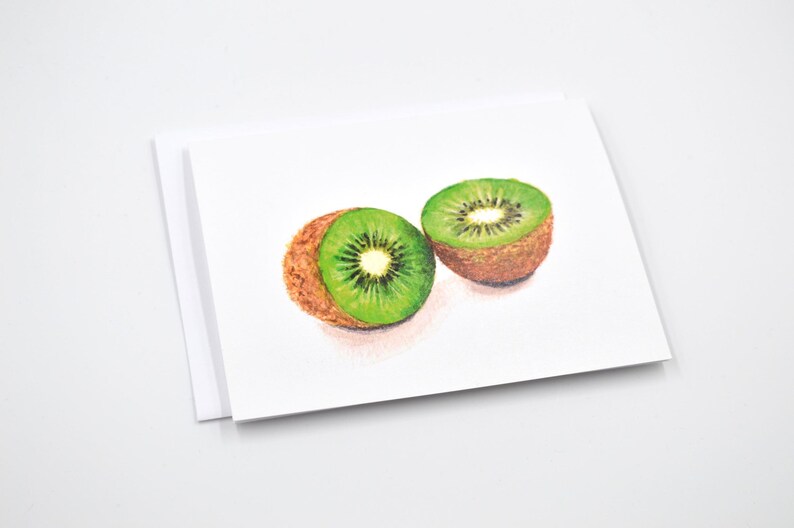 Kiwi Watercolor Notecard, Kiwi Food Art, Kiwi Food Illustration, Fruit Notecard, Single Notecard, Kiwi Notecard, Greeting Card image 3