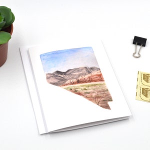 Nevada State Art Card Nevada Watercolor Notecard Nevada State Map Gift Nevada Art Blank Notecards Nevada Watercolor Nevada image 1