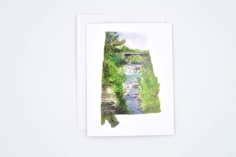 Alabama greeting cards watercolor notecard set state outline notecards Alabama state pride home state art Alabama landscape image 1